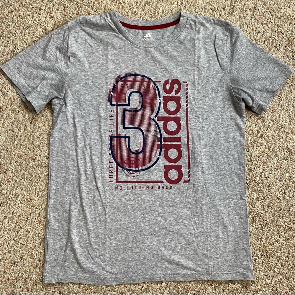 Adidas Boys Gray/Red/Black Designed Tee
